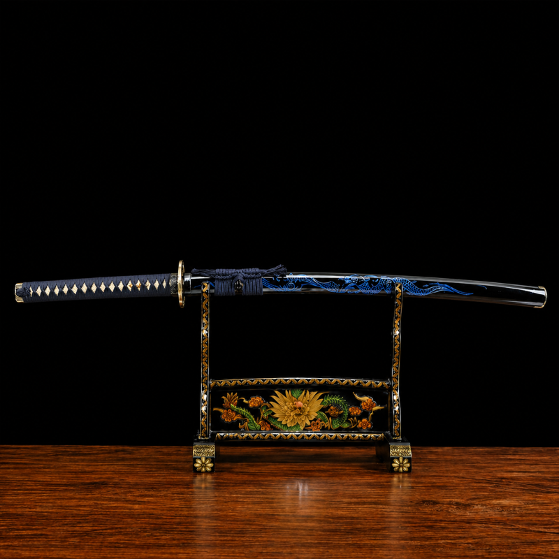 Katana van de Drakenkoning Blu T10-staal (Geslepen versie)