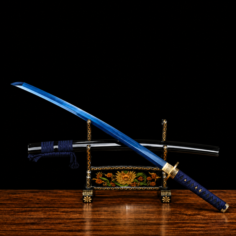 Katana van de Drakenkoning Blu T10-staal (Geslepen versie)