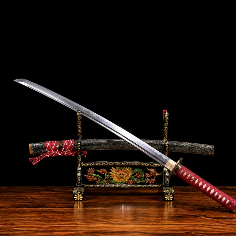 Katana Tachibana (T10-staal met authentieke hamon en roggenhuid)