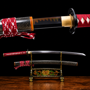 Katana Tachibana (T10-staal met authentieke hamon en roggenhuid)