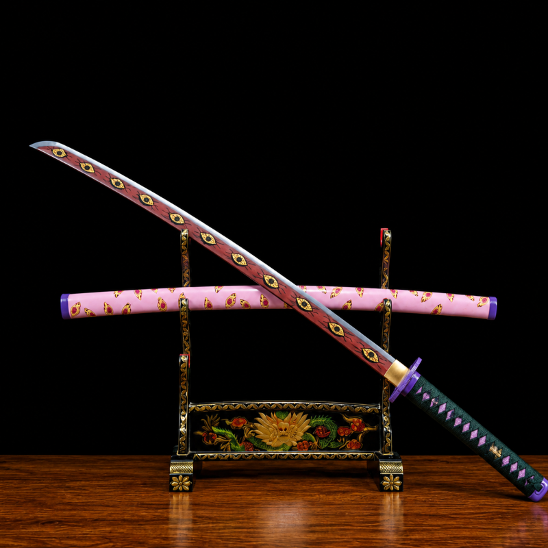 Katana van Kokushibo (Michikatsu Tsugikuni): Demon Slayer (Koolstofstaal 1060)