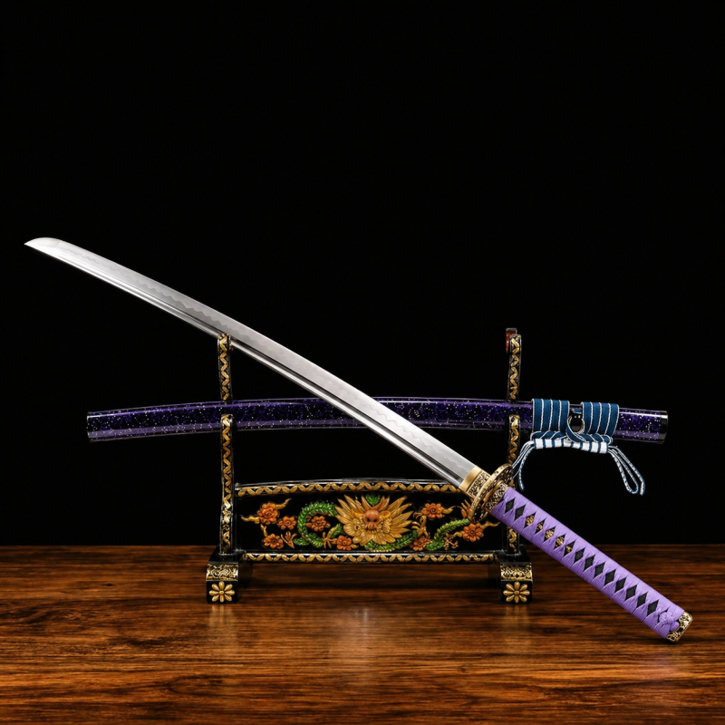 Katana Murasaki (Damaststaal met hamon)