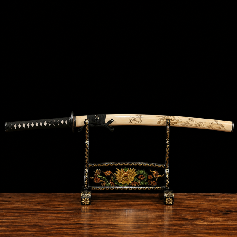 Katana Tsubaki (Damaststaal con Vera Roggenhuid)