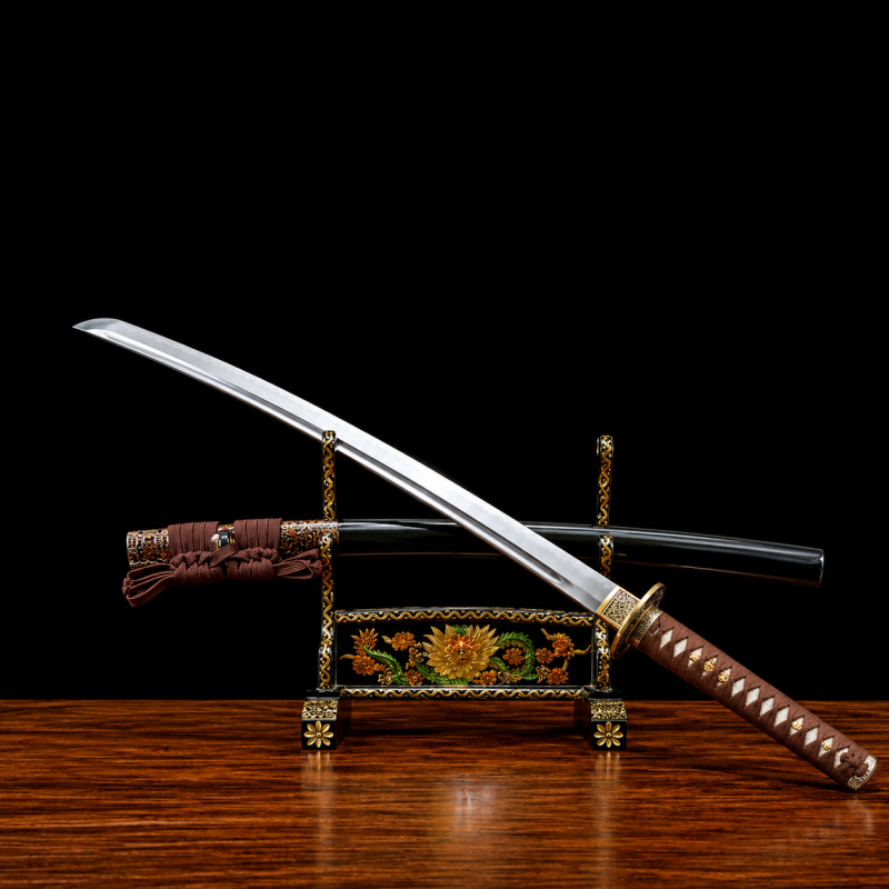 Katana Amaterasu (T10-staal met authentieke hamon en roggenhuid)