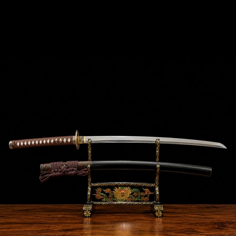 Katana Amaterasu (T10-staal met authentieke hamon en roggenhuid)