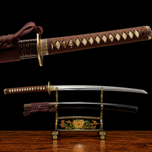 Katana Amaterasu (T10-staal met authentieke hamon en roggenhuid)