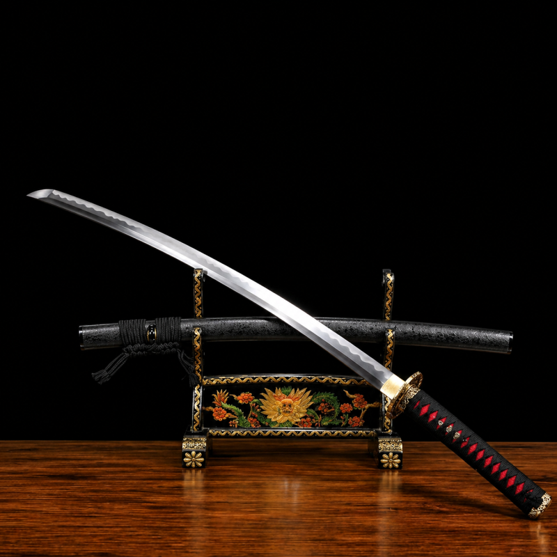 Katana Mikazuki (Acciaio T8 met hamon Gunome Autentico e Roggenhuid)