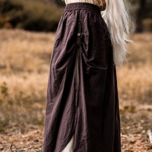 Middeleeuwse rok "Elise" Marrone/Naturel