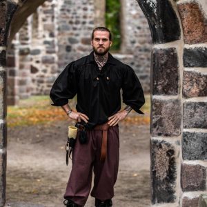 Hemd da pirata met veters "Artur" con colletto