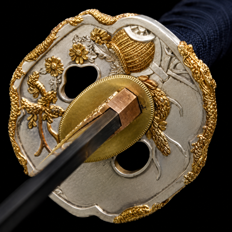 Tanto Isumi (T10-staal con Tsuba Placcata Oro)