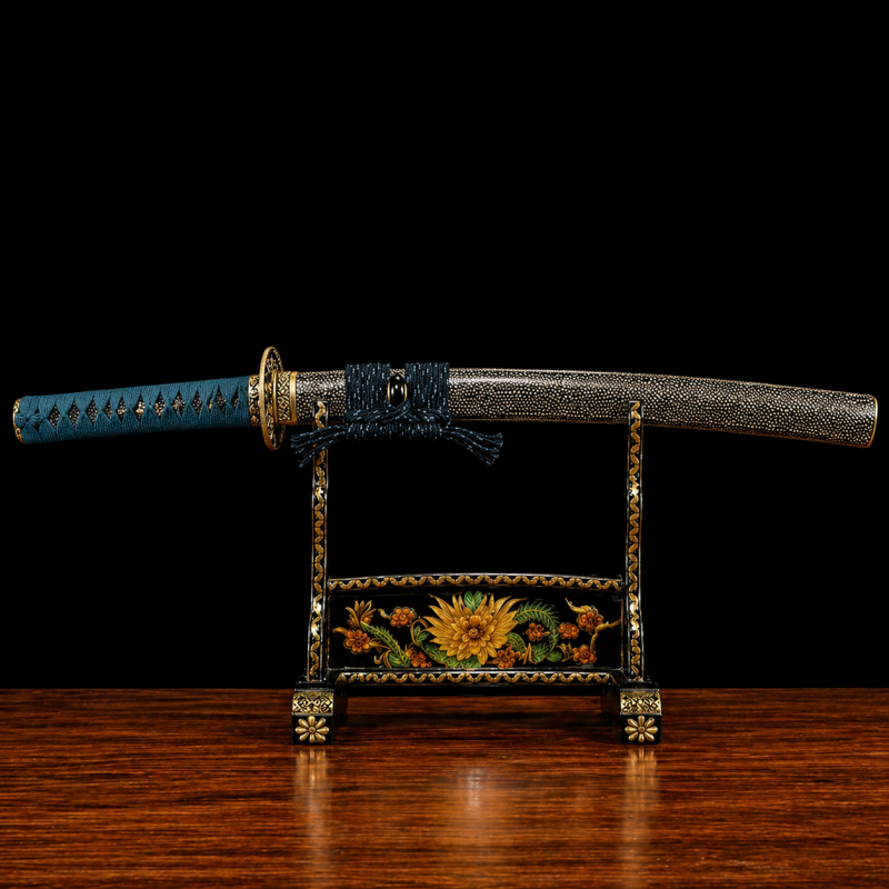 Katana tradizionale in Damaststaal Dorato