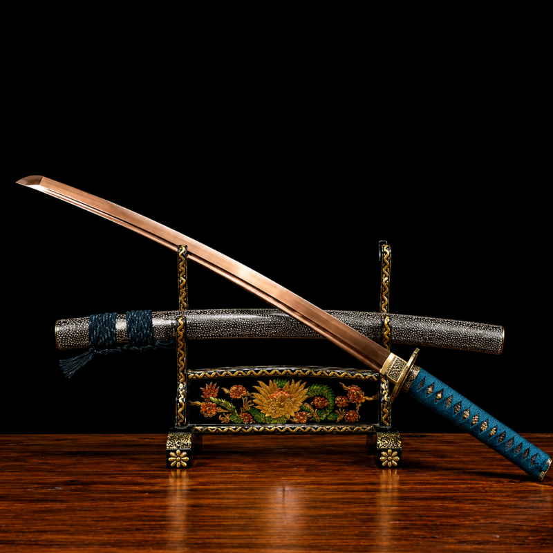 Katana tradizionale in Damaststaal Dorato
