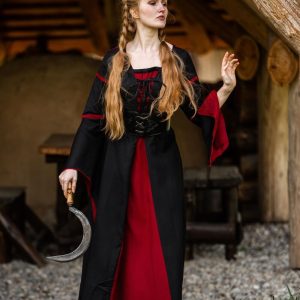 Jurk in viscosa con maniche a tromba "Berblin"